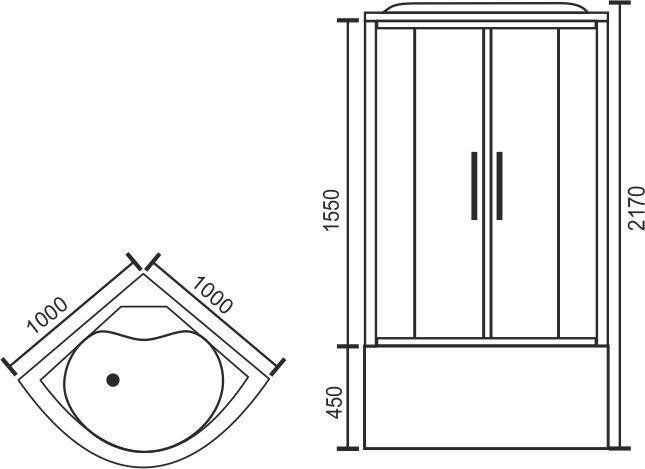 Душевая кабина Royal Bath BK стекло белое/прозрачное 100x100см RB100BK6-WT-CH
