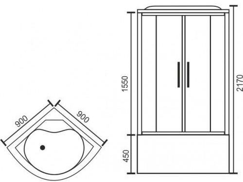 Душевая кабина Royal Bath BK стекло прозрачное 90x90см RB90BK2-T-CH-EL