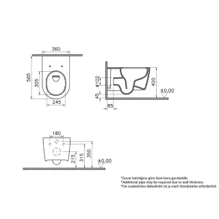 Унитаз подвесной VitrA Metropole Round (Метрополь Раунд) 7910B003-6429 безободковый смыв торнадо QuantumFlush (Квантум Флаш)