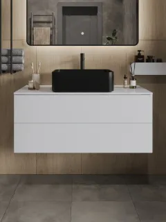 Тумба с раковиной Orange Отто Ot-100TuMDF+B02-460MB 100 см белый глянец