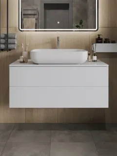 Тумба с раковиной Orange Отто Ot-100TuMDF+B03-600W 100 см белый глянец