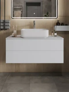 Тумба с раковиной Orange Отто Ot-100TuMDF+B05-500W 100 см белый глянец