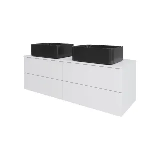 Тумба с раковиной Orange Отто Ot-130TuMDF+B02-460MB 130 см белый глянец/чёрный матовый