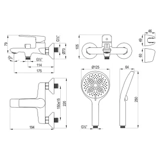 Смеситель для ванны и душа Decoroom DR28 DR28036 хром