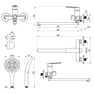Смеситель для ванны и душа Decoroom DR28 DR28043 хром