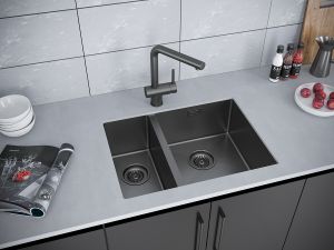 Мойка кухонная Paulmark Annex PM545944-GMR правая воронёная сталь