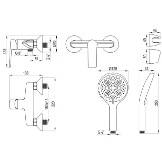 Смеситель для душа Decoroom DR28 DR28056 хром