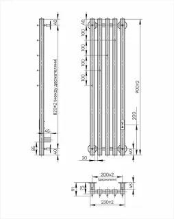 Полотенцесушитель электрический Indigo Стайл 5 ПРО LSPRE90-23BRRt 23x90 см чёрный муар