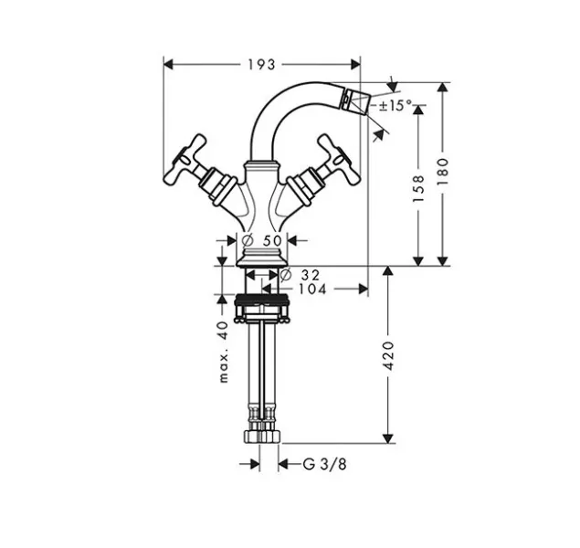 Смеситель для биде Hansgrohe Montreux 16520820 золото Смеситель для биде Hansgrohe Montreux 16520820 золото