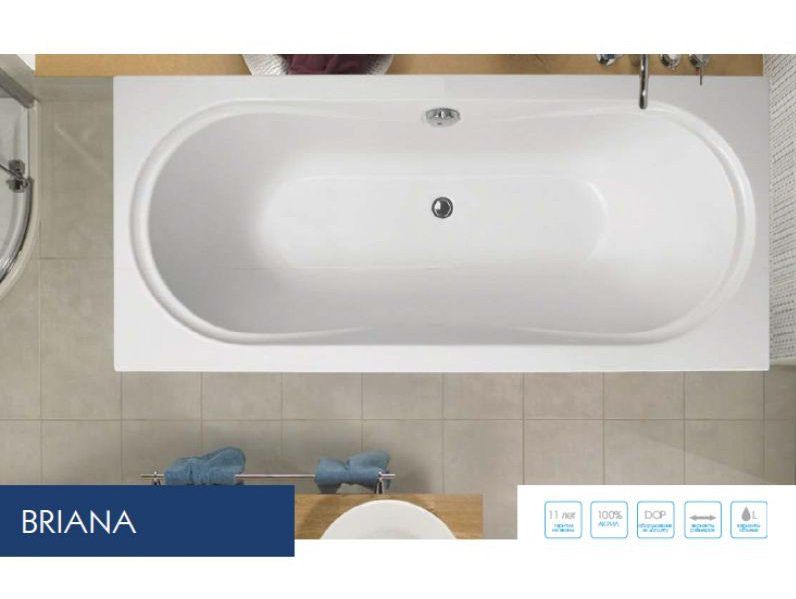 Акриловая ванна VagnerPlast Briana VPBA185BRI2X-04 185x90см белый