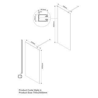 Душевая перегородка Vincea Walk-in VSG-1W700CL 70 см стекло прозрачное