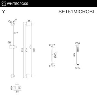 Душевой гарнитур на штанге WHITECROSS SET51MICROGLB брашированное золото Душевой гарнитур на штанге WHITECROSS SET51MICROGLB брашированное золото