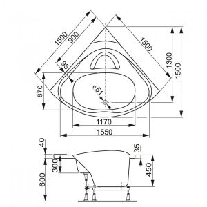 Акриловая ванна VagnerPlast Athena VPBA150ATH3E-04 150см белый