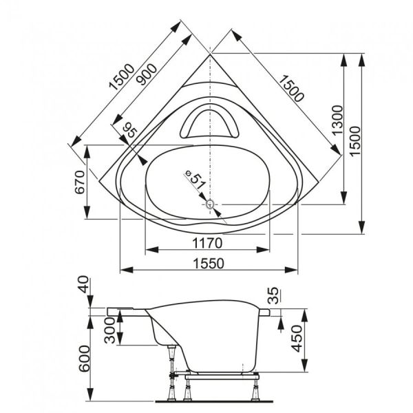 Акриловая ванна VagnerPlast Athena VPBA150ATH3E-04 150см белый
