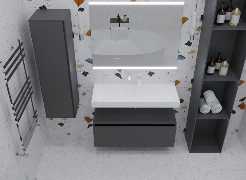 Ящик под столешницу Armadi Art Flat 100см антрацит глянец 897-100-A glossy