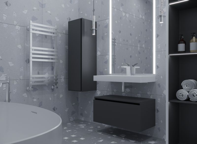 Ящик под столешницу Armadi Art Flat 80см антрацит глянец 897-080-A glossy