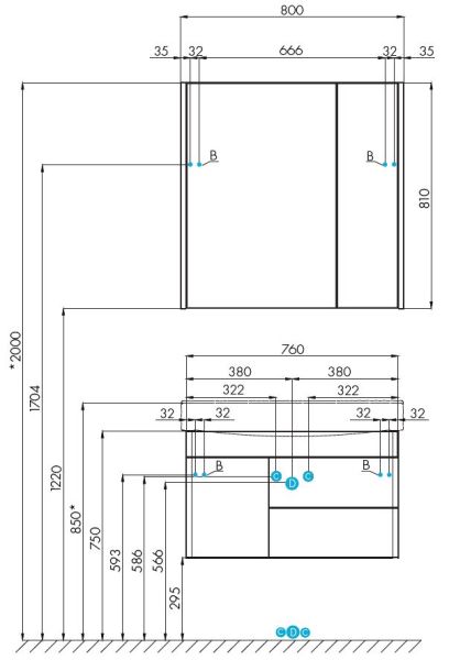 Зеркальный шкаф Акватон Беверли 100см белый 1A237202BV010