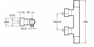 Смеситель для ванны термостатический  Jacob Delafon  Composed  E73164-CP