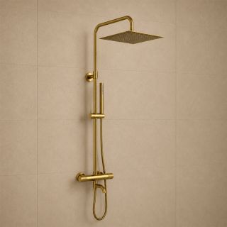Душевая стойка WasserKRAFT Muritz Thermo 98101.118.137BG с термостатическим смесителем золото матовое