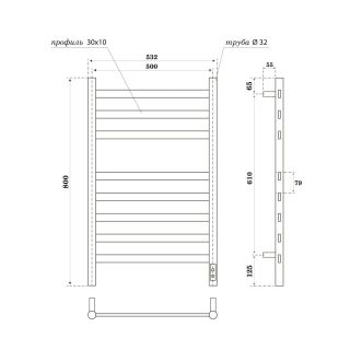 Полотенцесушитель электрический Point Селена PN16858B П8 500x800 черный