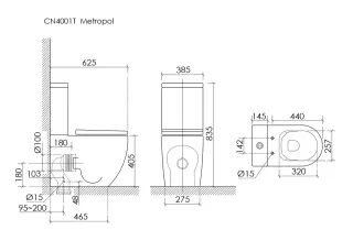 Бачок для унитаза Ceramicanova Metropol Rimless CN4001-TMB чёрный матовый