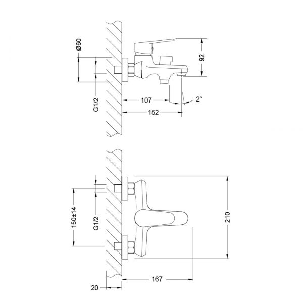 Комплект смесителей для ванны Lemark Point LM0380C