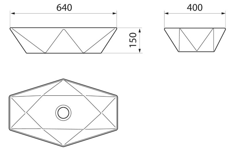 Умывальник RUNO  мебельный Poligono 64*40" (многоугол.) (00-00001446)