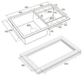 Мойка кухонная Paulmark Tandem PM238250-BLM чёрный металлик