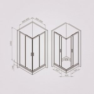 Душевой уголок AM.PM Gem W90G-403-9090MT  90х90 см профиль хром