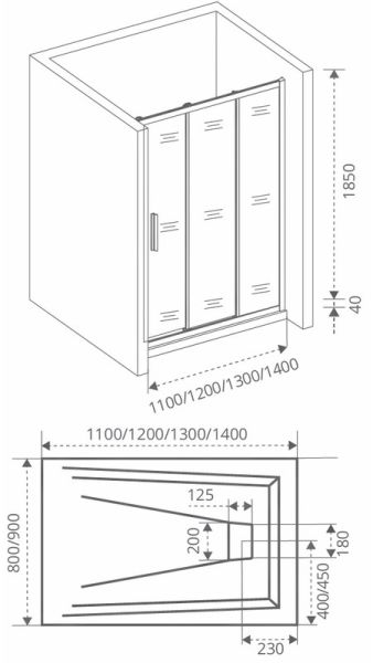 Душевая дверь Good Door Orion WTW-130-С-CH стекло прозрачное