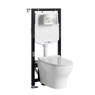 Система инсталляции с унитазом WasserKRAFT Aller 10TLT.010.ME.BN02.H001 кнопка смыва никель