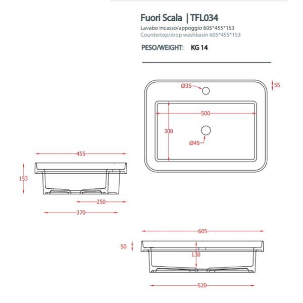 Раковина ArtCeram Fuori Scala TFL034 40 00 tortora 60.5 см
