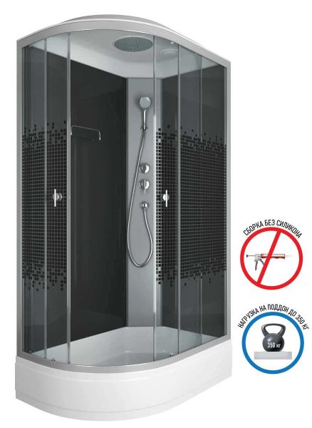 Душевая кабина Niagara NG-3524-14R BLACK 120x80см серебро/тонированное с узором