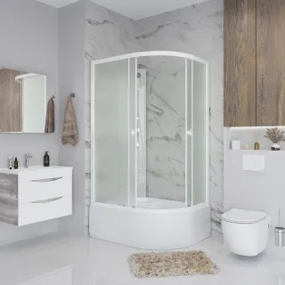 Душевая кабина Niagara Promo P90/70/40L/MT/BK 90x70 см без крыши профиль белый стекло матовое