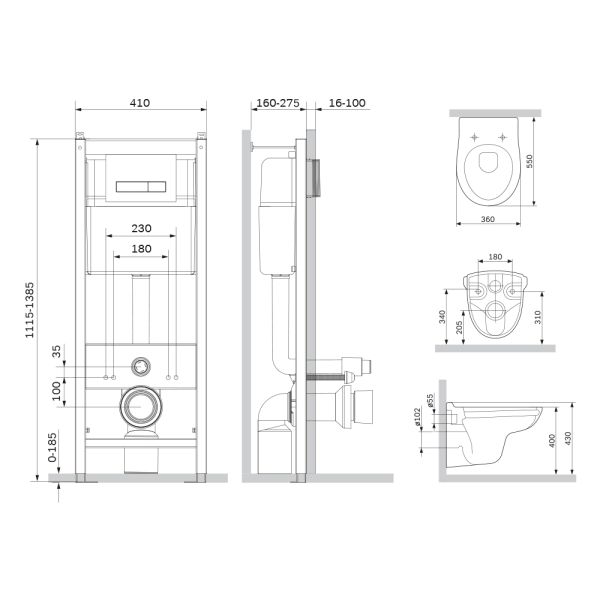 Унитаз с инсталляцией  AM.PM Sense IS30251.741700 FlashClean с сиденьем микролифт и клавишей