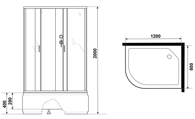 Душевая кабина Niagara NG-2510-14RBKG с гидромассажем 120x80см серебро/тонированное
