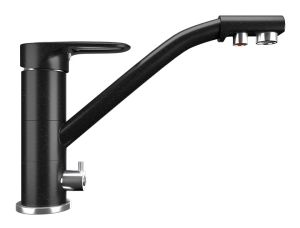 Смеситель для кухни Ulgran Classic U-010-344 с дополнительным краном для питьевой воды ультра-чёрный