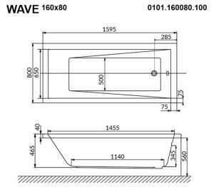 Гидромассажная ванна Whitecross Wave 0101.160080.100.SOFT.BR 160x80см Soft бронза