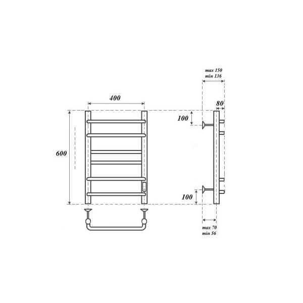 Полотенцесушитель электрический Point Сатурн PN90846B 40x60 см черный