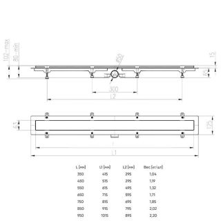 Душевой лоток Azario Klasik 850 AZ-CH 850/50 KN 85 см