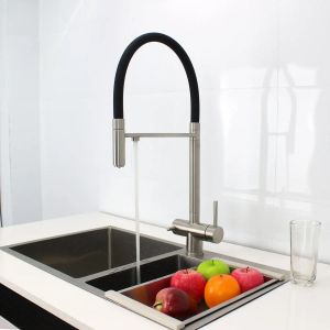 Смеситель для кухни с гибким изливом и подключением фильтра Maretti Calabria S CAS31RGF19, сатин