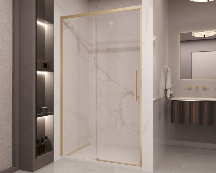 Душевая дверь Vincea Stella VDS-1ST110CLG, 1100, брашированное золото, стекло прозрачное