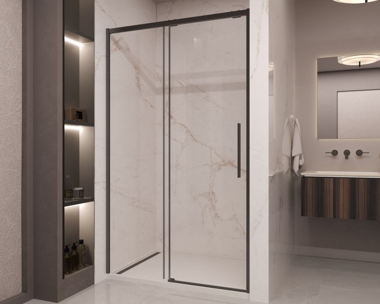 Душевая дверь Vincea Stella VDS-1ST120CLB, 1200, черный, стекло прозрачное