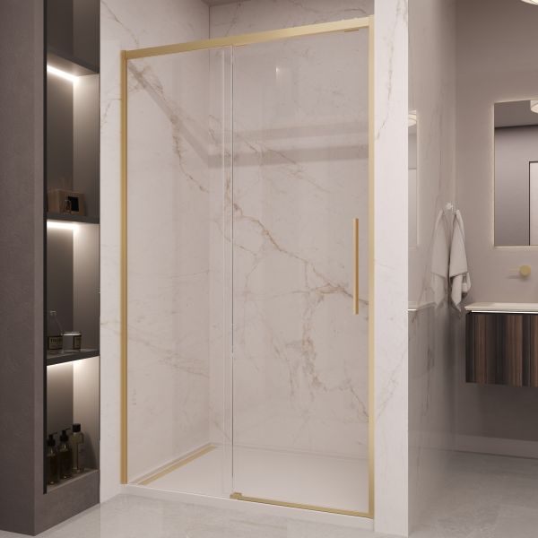 Душевая дверь Vincea Stella VDS-1ST120CLG, 1200, брашированное золото, стекло прозрачное