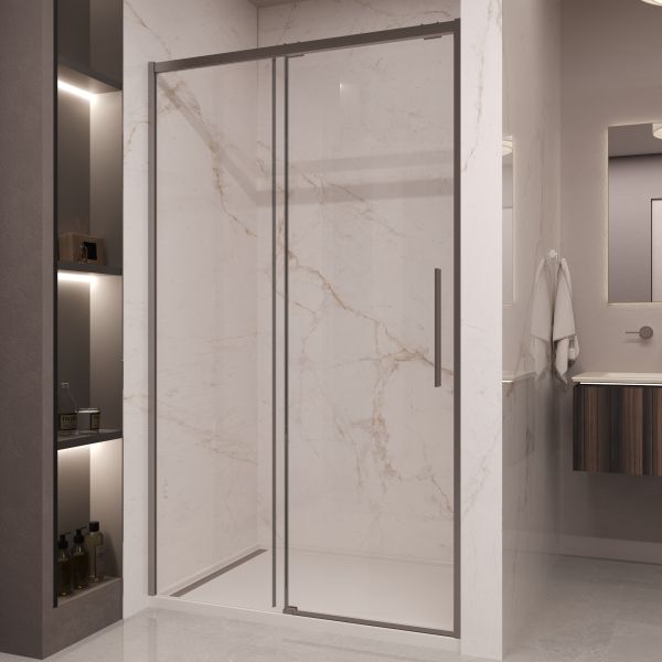 Душевая дверь Vincea Stella VDS-1ST120CLGM, 1200, вороненая сталь, стекло прозрачное