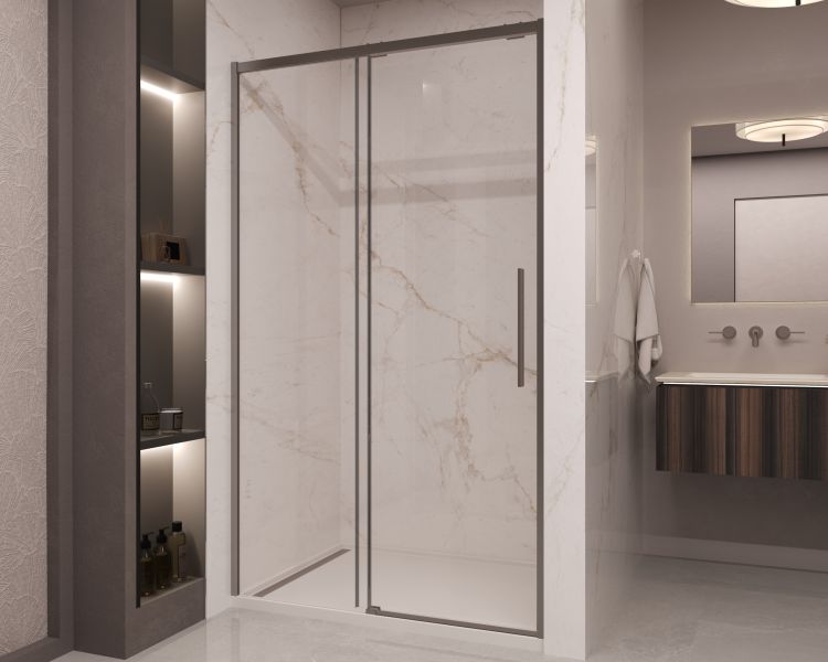 Душевая дверь Vincea Stella VDS-1ST120CLGM, 1200, вороненая сталь, стекло прозрачное