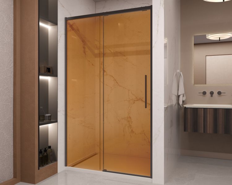 Душевая дверь Vincea Stella VDS-1ST120GSB, 1200, черный, стекло янтарь