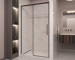 Душевая дверь Vincea Stella VDS-1ST160CLB, 1600, черный, стекло прозрачное