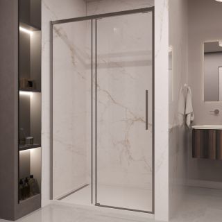 Душевая дверь Vincea Stella VDS-1ST160CLGM, 1600, вороненая сталь, стекло прозрачное