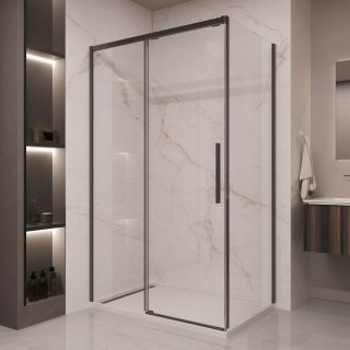 Душевой уголок Vincea Stella VSR-1ST9011CLB, 1100*900, черный, стекло прозрачное